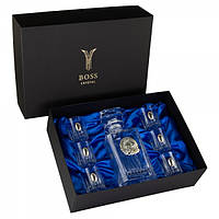 Набір горілчаний "Козаки" (6 чарок та графін з козаком) платина, срібло, золото