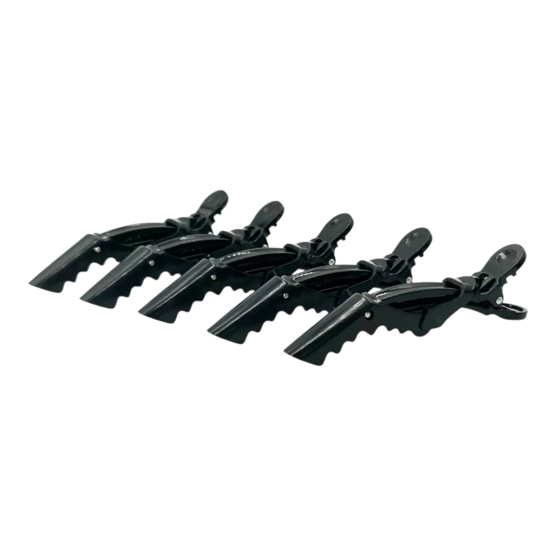 Набір Професійних Затискачів (Кліпс) 10.5 см (5 шт) – Чорні, із зубцями для надійного захвату пасм. Арт.: 24680, фото 1