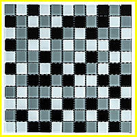 Скляна мозаїка чорно-сіра 298х298 мм для ванної кухні самоклейна плитка декор 3D ефект SH1