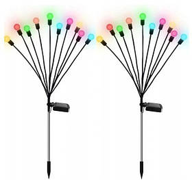 Вуличний світильник для саду RIAS "Світлячок" на сонячній батареї 10 LED RGB 2 шт (3_06845)