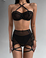 Соблазнительный комплект белья для смелых образов S Черный