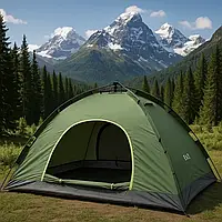 Намет автоматичний 2-місний 200х150см Намет-автомат туристичний для кемпінгу каркасний на 2 людини Зелений
