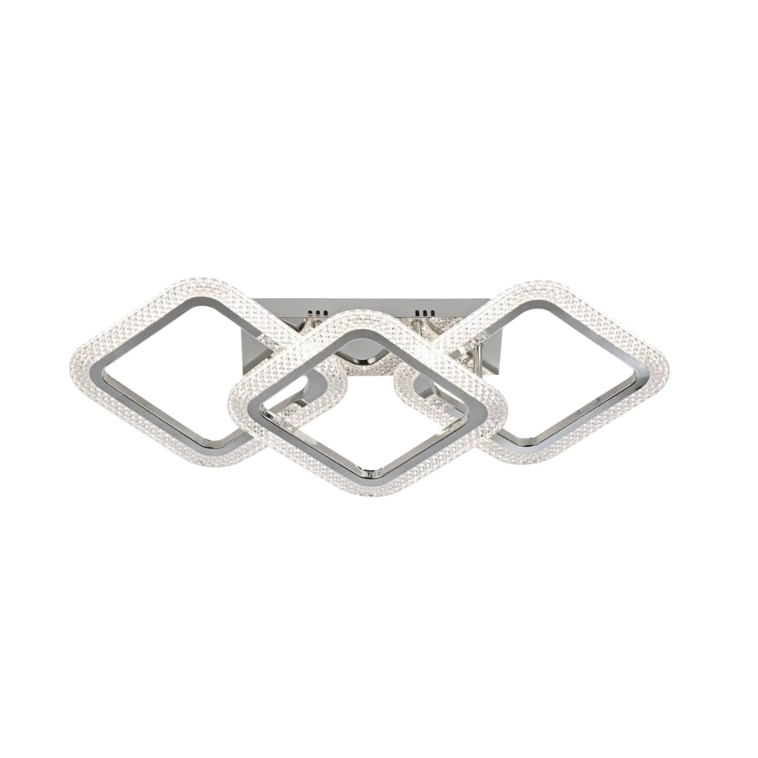 Стельова LED люстра 66W з пультом Interees з квадратними плафонами 3000-6000К хром IP20 C9088-3A CR