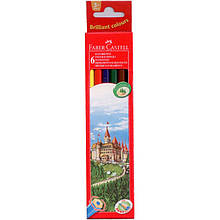 Олівці кольорові Faber_Castell 120106 6цветов шестигранні "Замок" картонна коробка з підвісом