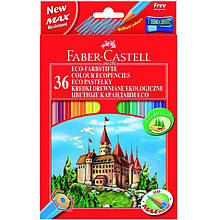 Олівці кольорові Faber_Castell 120136 36 кольорів шестигранні+точилка "Замок", картонна коробка з підвісом