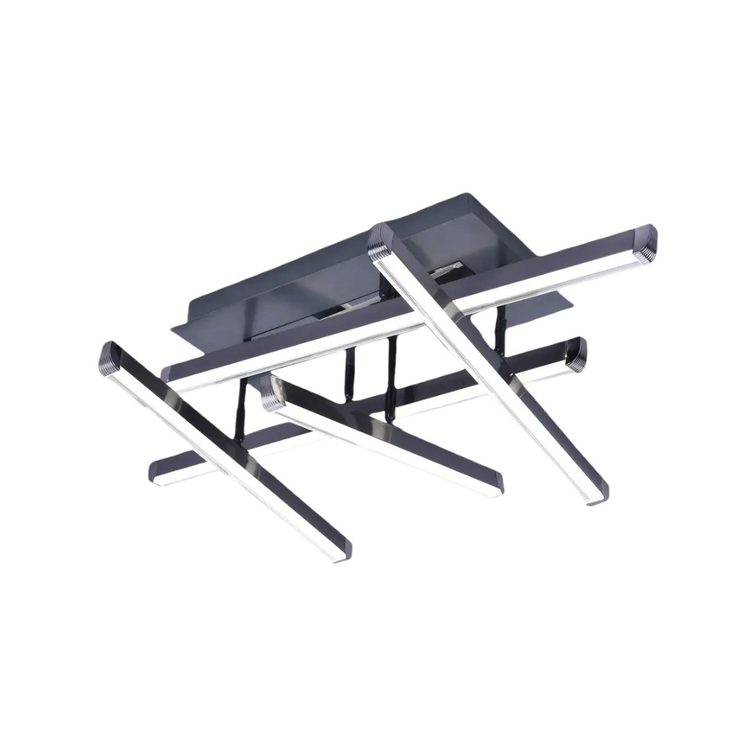 Стельова LED люстра 126W з пультом Interees з лінійними плафонами 3000-6000К чорна IP20 1040-5