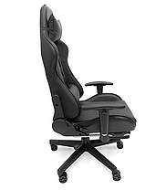 Геймерське комп'ютерне крісло з масажером, ергономічними подушками та підставкою для ніг, Чорний (G901), фото 5