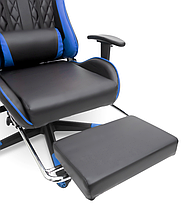 Геймерське комп'ютерне крісло з масажером, ергономічними подушками та підставкою для ніг, Чорний/Синій (G900), фото 3