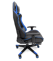 Геймерське комп'ютерне крісло з масажером, ергономічними подушками та підставкою для ніг, Чорний/Синій (G900), фото 5