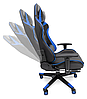 Геймерське комп'ютерне крісло з масажером, ергономічними подушками та підставкою для ніг, Чорний/Синій (G900), фото 6