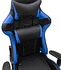 Геймерське комп'ютерне крісло з масажером, ергономічними подушками та підставкою для ніг, Чорний/Синій (G900), фото 8