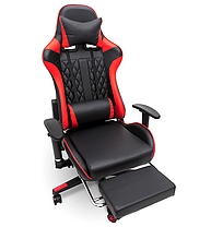 Геймерське комп'ютерне крісло з масажером, ергономічними подушками та підставкою для ніг, Чорний/Червоний (G899), фото 2