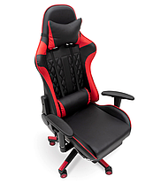 Геймерське комп'ютерне крісло з масажером, ергономічними подушками та підставкою для ніг, Чорний/Червоний (G899), фото 3