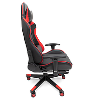 Геймерське комп'ютерне крісло з масажером, ергономічними подушками та підставкою для ніг, Чорний/Червоний (G899), фото 4