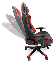 Геймерське комп'ютерне крісло з масажером, ергономічними подушками та підставкою для ніг, Чорний/Червоний (G899), фото 5