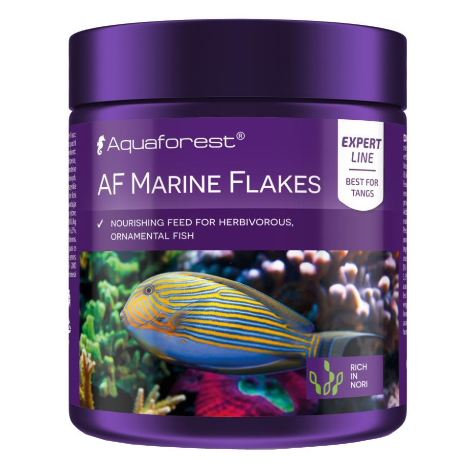 Корм для морських риб AF Marine Flakes 25 г - пластівці з норі та спіруліною для травоїдних і всеїдних риб, фото 1