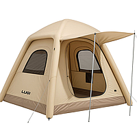 Надувний 3-місний намет 230×230×150 (см) для туризму та риболовлі намет з надувним каркасом Бежевий LU-021