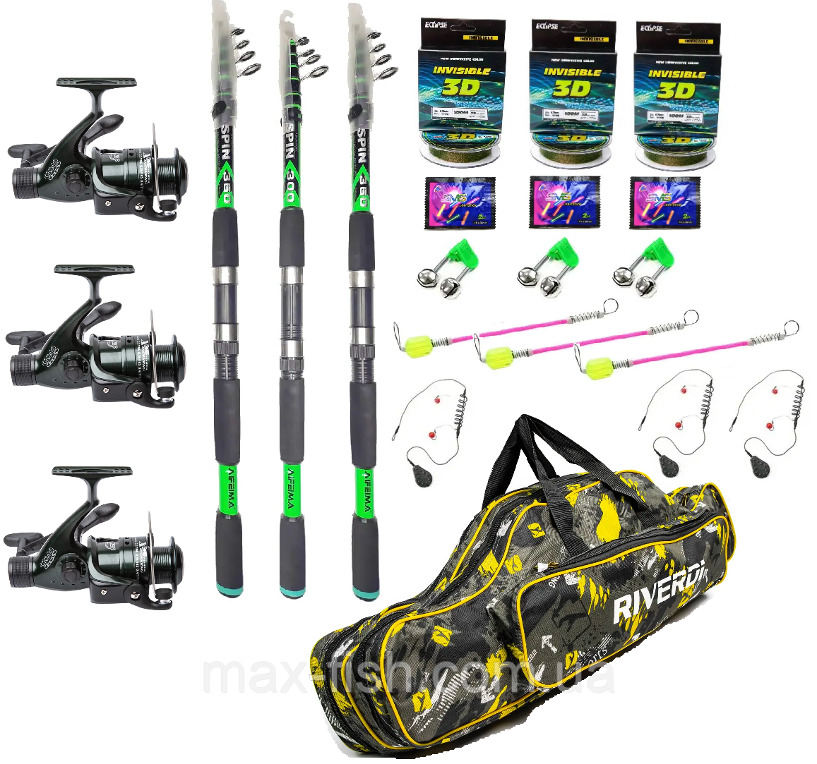 Готовий комплект "Потрійний удар FEIMA ADVANCED" 60-120 г 2,10 м Котушка Кобра 4000 та аксесуари, фото 1