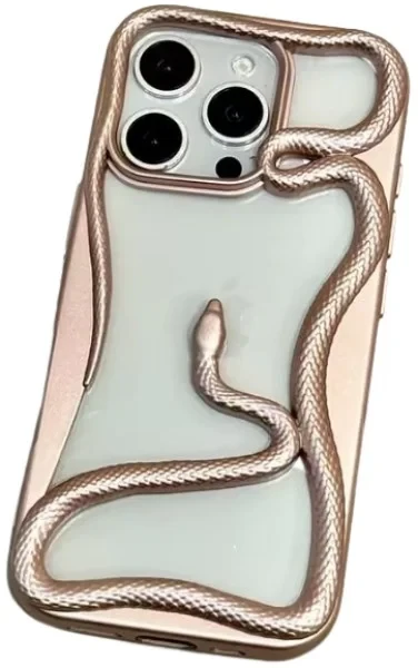Чохол-накладка Infinity Silicone CaseFashion 3D Snake для Apple iPhone 13 Pro Gold Pink, фото 1