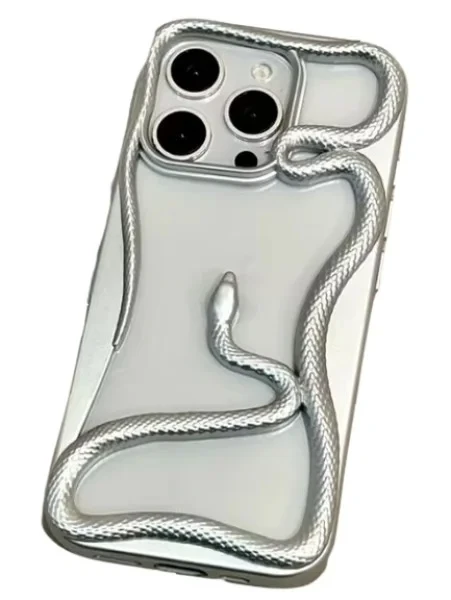 Чохол-накладка Infinity Silicone CaseFashion 3D Snake для Apple iPhone 14 Pro Max Silver, фото 1