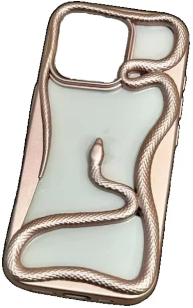 Чохол-накладка Infinity Silicone CaseFashion 3D Snake для Apple iPhone 13 Gold Pink, фото 1