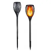 Садовий світильник факел на сонячній батареї ефект полум'я 2 шт висота 50 см діаметр 9 см BZN