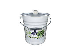 Відро ем. 12л /2 конічне з піддоном та кришкою Зелень фреш (біла) ТМ IDILIA