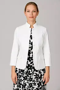 Жакет білий котоновий приталений з кишенями MKKS955-5