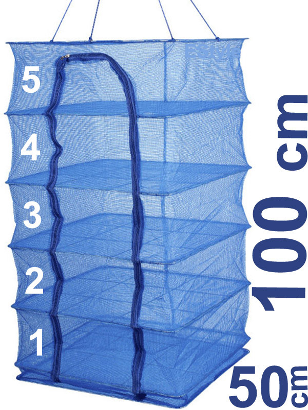 Сітка для сушіння п'ятиярусна квадратна 50х50х100 см сушарка для риби, ягід, фруктівEStyle