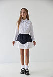 Біла Бавовняна Блуза з Воротником Ошатна Блузка для Школи (122-134р), фото 2