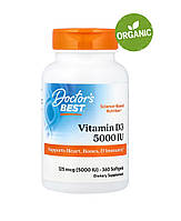 Doctor's Best, Вітамін Д3, D3, 125 мкг, 5000 МЕ, 360 капсул