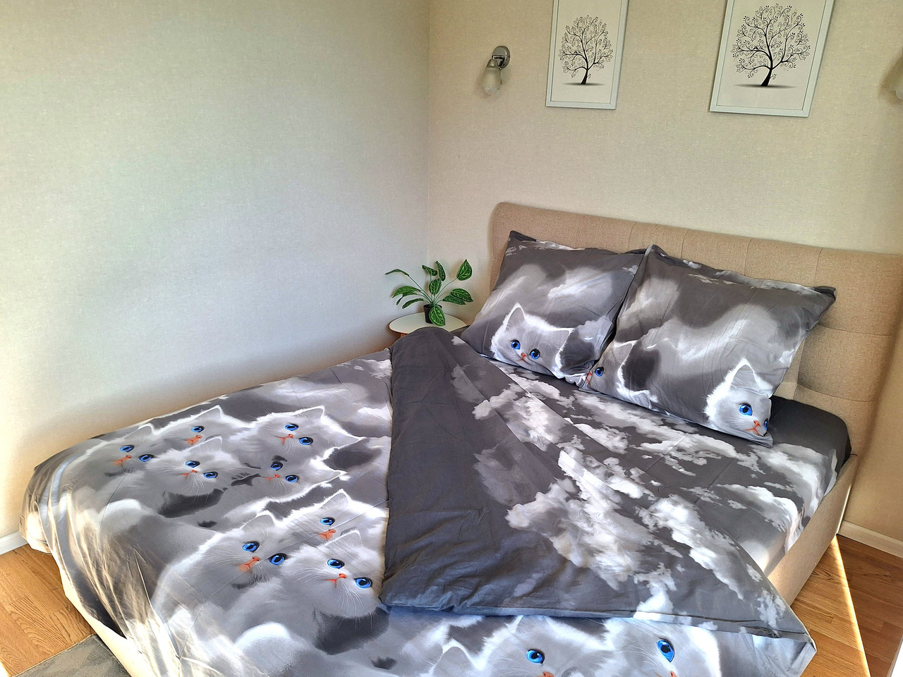 Комплект постільної білизни Сатин №с04 Євро на кнопках, фото 1