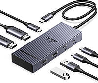 Уцінка! Док-станція UGREEN Revodok Pro 7-в-1 (45365) з HDMI 4K 60Hz, USB 10 Гбіт/с, PD 100 Вт на два монітори