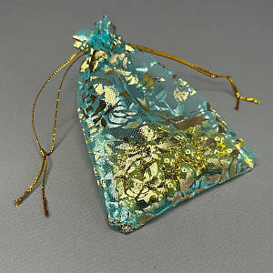 Мішечок подарунковий з органзи 9х12 см - блакитний