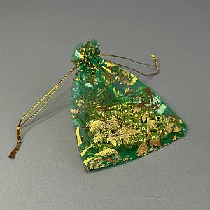 Мішечок подарунковий з органзи 9х12 см - зелений