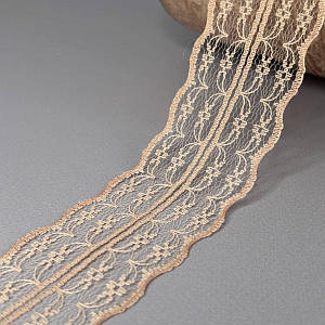 Гипюровое кружево сетка 4,5 см - капучино