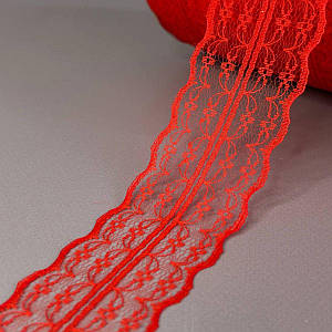 Гипюровое кружево сетка 4,5 см - червоний