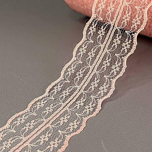 Гипюровое кружево сетка 4,5 см - персиковий