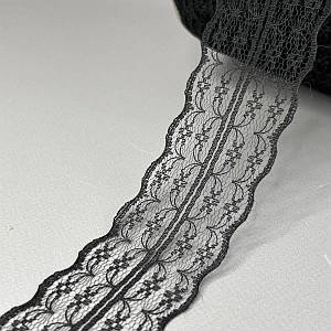 Гипюровое кружево сетка 4,5 см - чорний