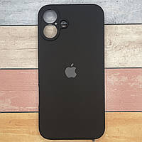 Чохол для iPhone 16 Plus протиударний Silicone Case, матовий Soft Touch з мікрофіброю, чорний/Black
