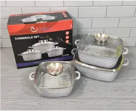 Набір квадратних котлів UNIQUE UN-5501 6 предметів, фото 1