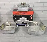 Набір квадратних котлів UNIQUE UN-5501 6 предметів, фото 3