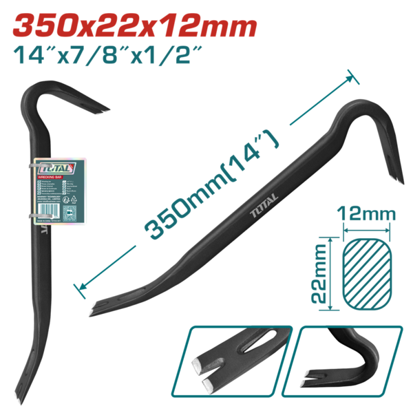 Обціньки TOTAL THT431142 брухт-цвяходер плоский 350мм, фото 1