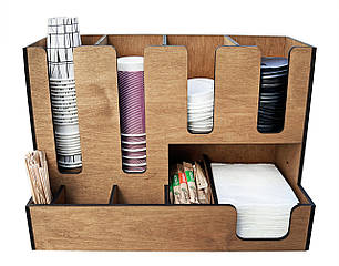 Барний органайзер для стаканів та кришок 2+2 СТІНА (43х30х17 см) колір горіх, фото 2