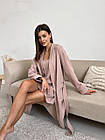 Жіночий Подарунковий комплект халат+сорочка COSY із мусліну, латте