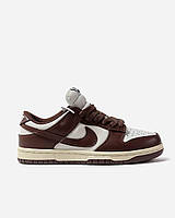 Коричневі шкіряні жіночі кросівки Nike Dunk Low Cacao Wow- демісезонні найк данк