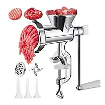 Ручна м'ясорубка з алюмінію — для м'яса, риби, овочів і горіхів, фото 3