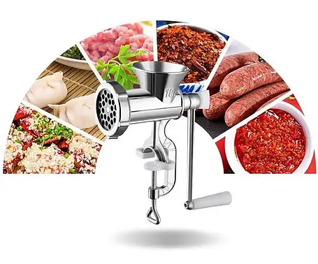 Ручна м'ясорубка з алюмінію — для м'яса, риби, овочів і горіхів, фото 1