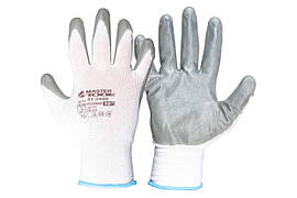 Рукавички Mastertool з нітриловим покриттям 10" (біло-сірі) (12 шт.)