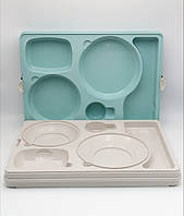 Термопіднос на 5 відділень з замком, 540 x 380 x 120 mm TT--005NL Gastro Plast PE Зелено-кремовий